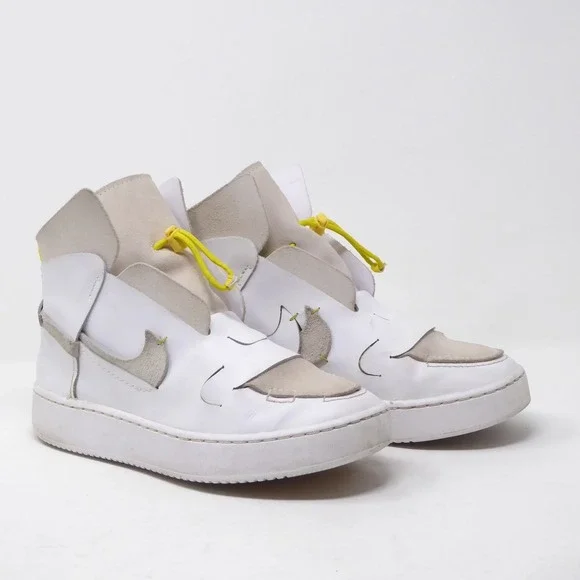 Nike Vandalised LX High Top Sneakers White Yellow Womens Size 8 BQ3610-100 - Picture 1 of 9